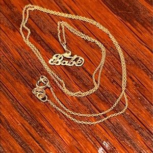 Babe 14k solid yellow gold necklace and pendant